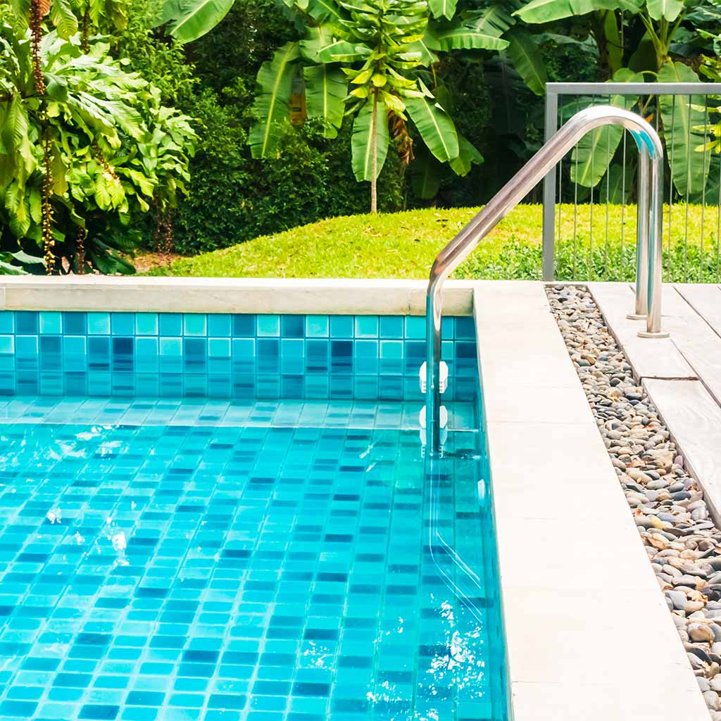 outdoor swimming pool and ladder